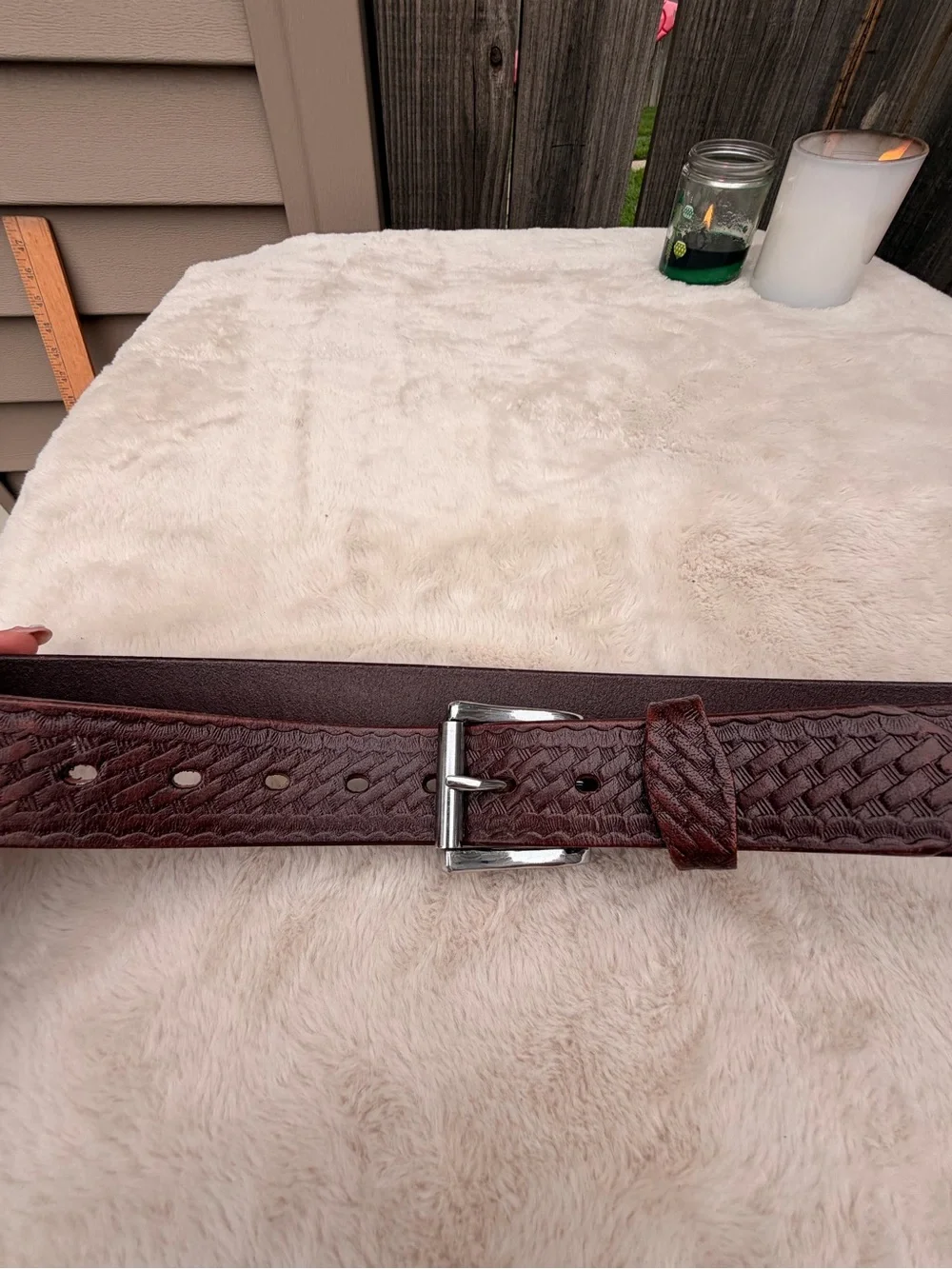 Braided Leather Belt in Dark Brown Size 32-36